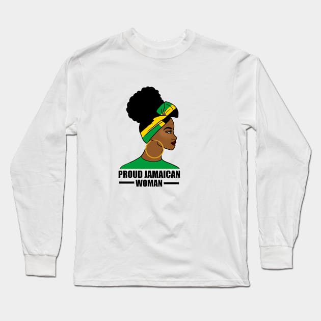 Proud Afro Jamaican Woman, Jamaica Flag Long Sleeve T-Shirt by dukito